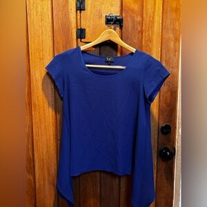 LC Lauren Cruz Cobalt Blue Short Sleeve Scoop Neck Top